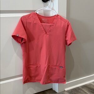 FIGS women’s salmon pink scrub set - v neck top, xsmall jogger bottoms